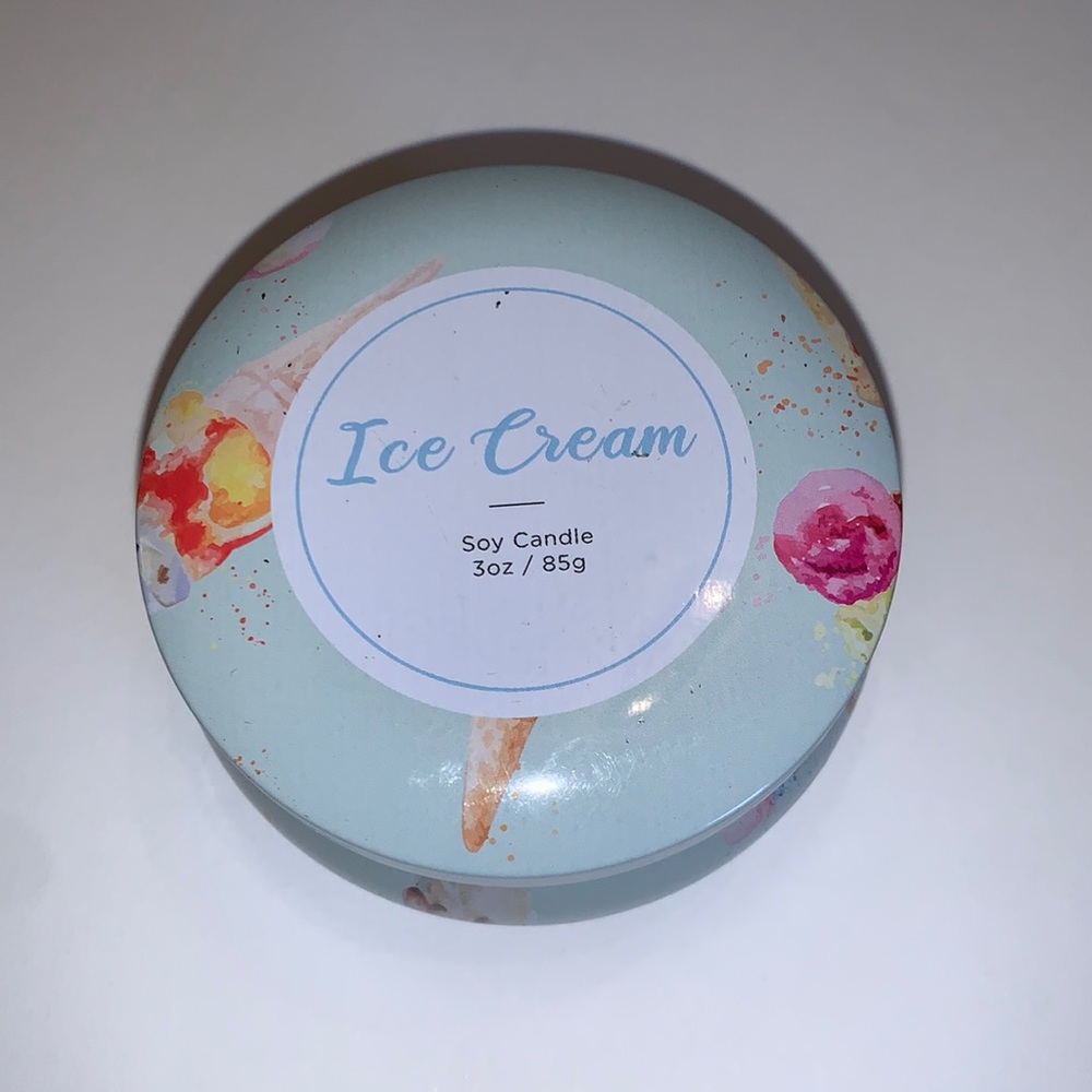 🍦 Ice Cream Soy Candle w Decorative Tin Fresh Picked